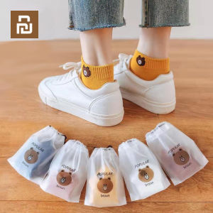 YouPin Official Store พร้อมส่ง!!!(แพ็ค10คู่10สี แถมถุงหมี)ถุงเท้าข้อสั้นผู้หญิง ลายหมี แฟชั่นน่ารัก