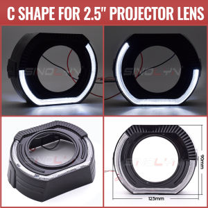 Sinolyn 2.5/3 Black Shrouds With LED Angel Eyes For WST/Hella 3R/Koito Q5 Projector Headlight Lens Mask Covers Bezels For Car Motorcycle Headlamp Accessories Retrofit