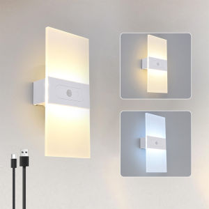 Wireless Magnetic Wall Light Motion Activated LED Sconce Indoor Detachable Type C Rechargeable Auto Step Light Stepless Dimming For Living Room Stairs Black White
