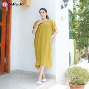 Altalita - Daster Polos Octavia Cringkle Airflow Busui Jumbo Lengan Pendek Selutut Premium