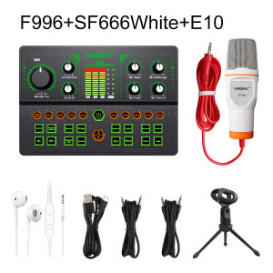 Siborie F996+SF666+E10 Paket Lengkap Live Soundcard Mic Karaoke For Streaming Langsung
