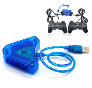 ตัวแปลงจอย PS2 เป็น จอย pc  [อะแดปเตอร์แปลงสาย] USB Controller Gamepad สำหรับ Sony PlayStation 2/PSX/ PS1/ PS2/ Joypad PC เกม/ dual พอร์ต (USB PS2 Player convertor) อะแดปเตอร์เกม USB-PS2 (Blue)