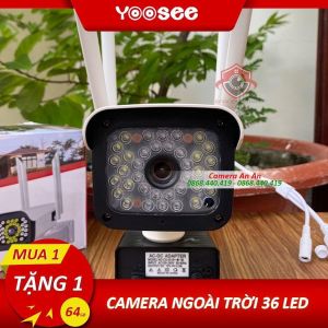 Camera Ngoài trời YOOSEE thân xoay 4 râu 5.0 36LED xoay 360 độ - Combo kèm thẻ nhớ 64Gb - ĐÊM CÓ MÀU