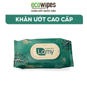 HÀNG CÔNG TY_Khăn ướt Lamy  gói 20 tờ không cồn không parabens cao cấp dành cho em bé