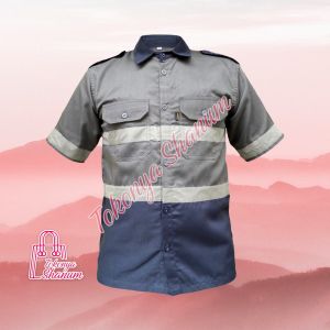 Baju Safety Kombinasi 2 warna Wearpack Atasan Lengan Pendek Kombinasi Terbaru