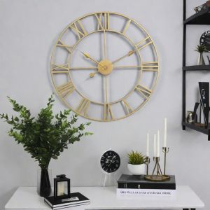 Living Room Wall clock 60CM metal retro round large size Roman numerals wall clock Mute modern clock