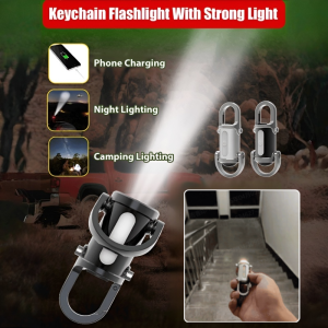 Keychain Flashlight Waterproof USB Rechargeable Pocket LED Torch Outdoor Lamp Adjustable Mini Light