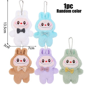 【Low Price】LABUBU Monster Plush Key Chain Bag Decoration Accessories Kawaii Labubu Bow Bead Chain Couple Backpack Pendant Accessories