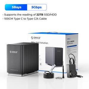 ORICO 110TB DAS 2/5 Bay 2.5"/3.5"inch SATA HDD SSD External Case USB3.1 Type-C 5Gbps Data Storage Box