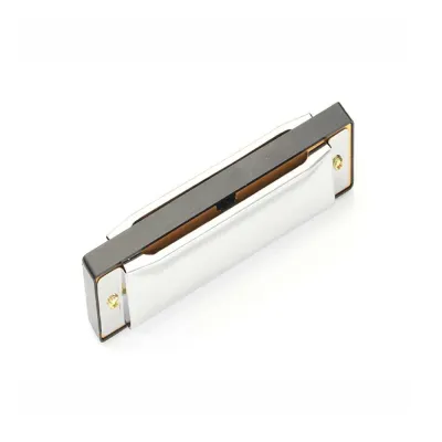 10 Holes Children Harmonica Stainless Steel Chromatics Harmonica Mouth Organ Harp (Black+White)