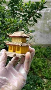 Nhà 2 tầng mini. phụ kiện trang trí tiểu cảnh non bộ bể cá ( chất liệu bột đá)