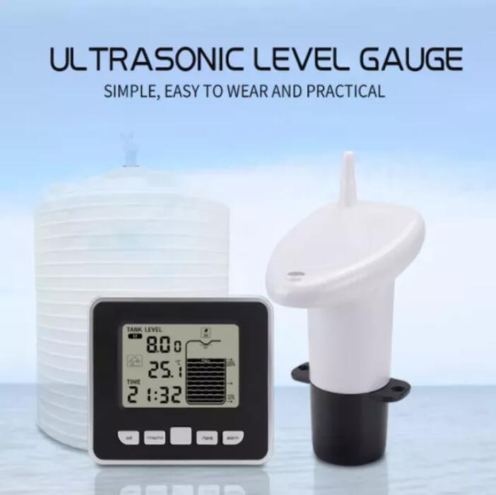 Wireless Ultrasonic Tank Liquid Water Level Meter With Thermometer ...