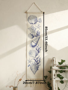 1pc Boho Coastal Seashell Wall Hanging TapestryCotton Banner with FringeNautical Beach Home Decor for Living Room Bedroom Gift