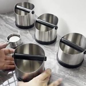 Stainless Steel Espresso Knock Box Detachable Coffee Grounds Storage Container Home Coffee Waste Bin