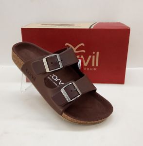 PROMO CARVIL BENZO-02 SANDAL FOOTBED MAN BERKUALITAS SANDAL PRIA SLIDE KULIT HITAM KASUAL 39-43