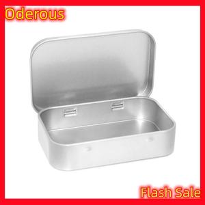 Oderous Metal Rectangular Empty Mini Tin Box Tinplate Push Candy Cases Bins Jar Hinged Containers Small Organizer Storage Box
