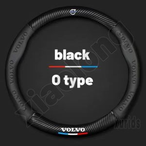 High quality Car Carbon Fiber Leather Steering Wheel Cover Suitable 36~39CM Auto Steering Wheel Protective Cover For Volvo 850 C30 S60 S80 XC90 XC60 240 S70 S90 V40 V70 260 440