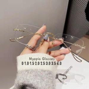 Rimless Photochromic Anti Blue Light Short Sight Eyewear Women Men Ultralight Finished Myopia Glasses Optical Near Sight Eyeglasses Diopter