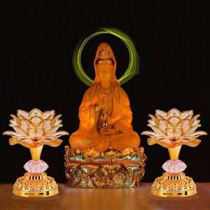 【ส่งจากไทย】โคมไฟดอกบัว เชิงเทียนไฟฟ้า เพลงพุทธ 53 เพลงดอกบัวไฟฟ้า เชิงเทียนไฟฟ้าดอกบัว LED ~ส่งฟรี~ มีเสียงเพลง สวดมนต์ แบบใส่ถ่าน หรือ เสียบปลั๊ก (เชิงเทียนดอกบัวไฟฟ้า เชิงเทียนโคมไฟดอกบัว)#SET ***********เทียนดอกบัวแก้ว 2ชิ้น (สูง 6.5นิ้ว)