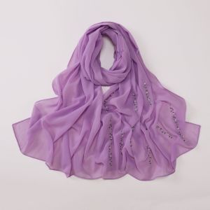 MIIQNUS Hạt lấp lánh Khăn hijab voan giả ngọc trai Thoáng khí Đá pha lê Khăn choàng Malaysia Thời trang Thanh lịch Khăn quấn đầu mềm mại Phụ nữ