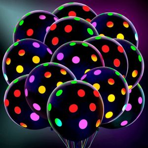 XUECHUANGYING Neon Glow Wave Dot Theme Kids Birthday Valentines Day Wedding Glow Balloons Luminous Decor Fluorescent Balloons Party Supplies