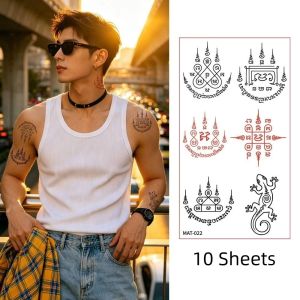 KINTHAZER 10 Sheets Fake Thai Culture Tattoo Stickers Instant Water Transfer Decals Temporary Tattoo Butterfly Mat Finish Body Art Sticker Finger Hand Legs Arm