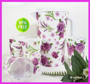 Teko Air Plastik Teko Set Gelas Teko Motif Bunga Teko Air 22 Liter Free 4 Gelas