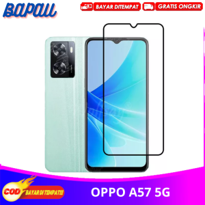 BAPAU Tempered Glass Oppo A57 5G Full Cover 9D Anti Gores Kaca Full Lem - List BLACK