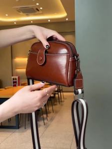 BEG silang kulit asli wanitadengan Zip poket điện thoại Dan tali bahu Boleh laras