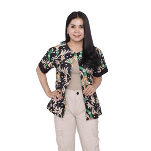Atasan Batik Outwear Bolero Jumbo Wanita Kerja Blouse Big Size Batik Wanita S-M-L-XL-2L-3L-4L-5L-6L-7L Blus Jumbo Kerja Seragam Batik / Outer Atasan Batik Kantor OverSize Bahan Katun / Pakaian Batik Kekinian LD 140 / Baju Batik Bisnis Kasual / Putri Nasya