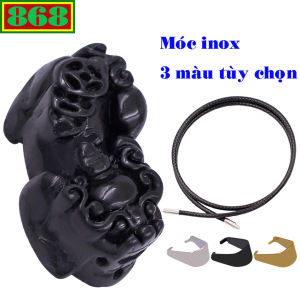 Mặt dây chuyền tỳ hưu đá đen 3.6 cm ( size nhỏ ) kèm vòng cổ dây cao su đen + móc inox mặt Tỳ hưu