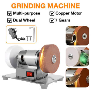 7 Gears Dual Wheel Electric Grinder | 220V 100W Polisher Drill for DIY Metal Wood Crafts | Stainless Steel Safe Tool