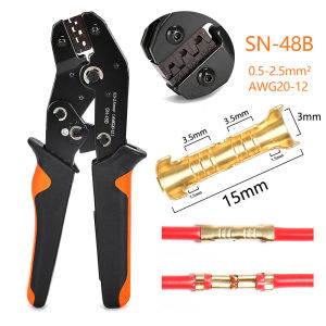 SN-48B Professional Wire Crimper - Non-Insulated Terminal Crimping Tool (AWG 26-16) for Electrical Repair