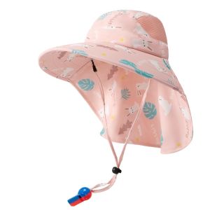 Kids Sun Hat UPF50+ Breathable Beach Hat with Safety Whistle & Adjustable Chin Strap for Outdoor