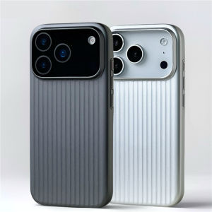 Luxury Stripes Metallic Paint c Case For iPhone 17Pro 16Pro 18Pro 17Pro Max For Magsafe Slim Matte Plating Hard PC Cover