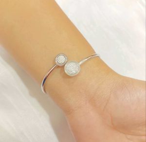 Trend Gelang Adjustable Model Bulat Silver Mata Zircon Flexibel CXA22092101