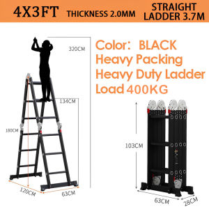 ladder foldabl aluminum heavy duty can bear 400KG length 3.7/4.7/5.7M anti slip for large joints