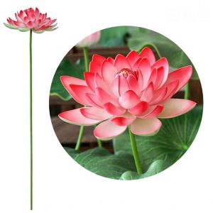 CINDYKHBKJ Long Stem Landscape Artificial Flower Artistic DIY Decoration Decorative Fake Flower Home Ponds Decor Props Simulated Lotus Flower Wedding Decoration