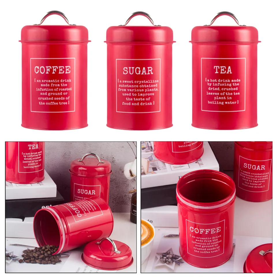 Fityle Metal Kitchen Canister Set Airtight Coffee Tea Sugar