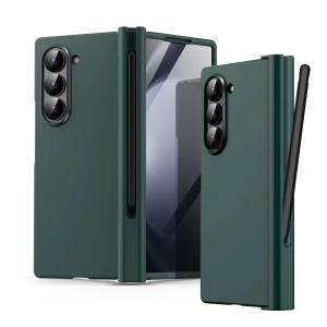 Hinge Protection Slim Matte PC Built-in Screen Protector Case for Samsung Galaxy Z Fold 5 6 4 3 S Pen Holder Full ZFold 6 Cover