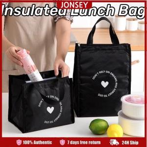 Insulated Lunch Bag Waterproof Oxford Cloth Durable Bento Pouch Thermal Lunch Bag Tote Contracted Style Black