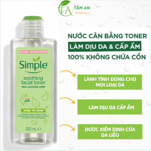 Nước Hoa Hồng Cân Bằng Da Simple Soothing Facial Toner 200ml - Dịu Nhẹ Cho Da Nhạy Cảm Toner 200ml