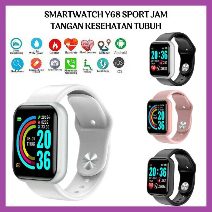 Smartwatch Sport Y68 Macaron Bluetooth For Smartphone Jam Tangan