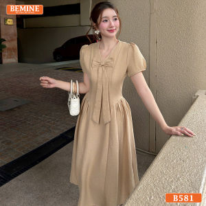 [DUY NHẤT 25-29.10-VOUCHER 40K]Đầm thiết kế BEMINE cổ tim đính nơ dáng dài phù hợp đi chơi-B581