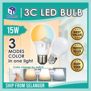 3Modes LED Bulb A65 15w 3C Colour Bulb CCT Changing Colour Temperature Bulb Tukur 3 warna mentol