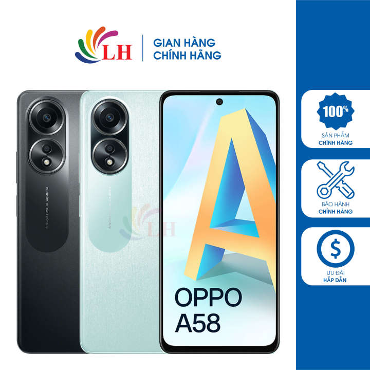 Điện thoại Oppo A58 (6GB/128GB) - Hàng chính hãng - Màn hình IPS LCD, độ phân giải cao, hiệu năng ổn định
