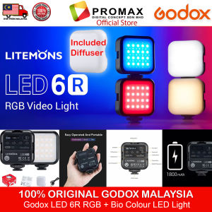 Godox LITEMONS LED 6R RGB Video Light Dimmable Color 3200K-6500K 13 FX Effects Built-in 1800mAh Li-ion Battery LED6R