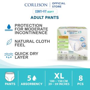 ABSORBA ContiFit Soft Adult Pull Up Pants (M/L/XL) - cloth-like super absorbent stay dry (up to 5 hours) adjustable tape