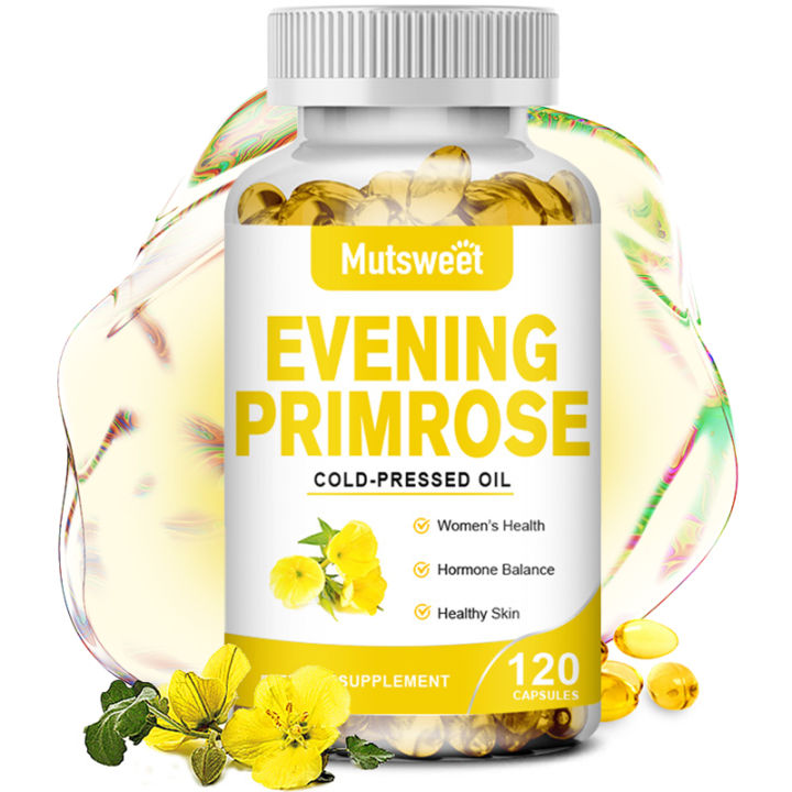 Evening Primrose Capsules 1300mg from Cold Pressed Oil for Women’s Health Skin Health Hormone Balance 月见草胶囊
