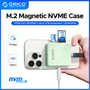 ORICO M.2 2230 2242 NVMe SSD Enclosure With PD 100W for iPhone 16/15 Pro USB C 3.2 Gen 2 Type-C 10Gbps to NVMe PCI-E Adapter TF/SD Slot M-Key/(B+M) Key for MacBook iPad Pro HUAWE Mate60 Pro Samsung Galaxy S24